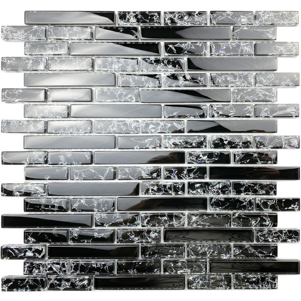 Crystal glass mosaic tile, linear tile, a combination of glass and ice crackled glass. #wall tile, #bathroom tile, #kitchen tile, #backsplash tile, #accent wall tile Impressively durable and easy to clean. This series of crystal glass mosaic  tiles are made by Xmosaics Foshan factory, your reliable mosaic tile manufacturer, supplier and exporter.