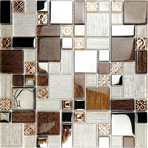 Crystal glass mosaic tile, a combination of shimmer silk foil glass tile and electroplated decorative glass tiles. #wall tile, #bathroom tile, #kitchen tile, #backsplash tile, #accent wall tile. Impressively durable and easy to clean. This series of mixed materials mosaic  tiles are made by Xmosaics Foshan factory, your reliable mosaic tile manufacturer, supplier and exporter.