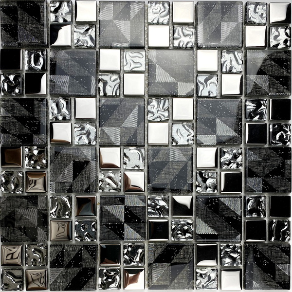Crystal glass mosaic tile XGS MQ05, a combination of shimmer foil glass tile and electroplated glass tile. #wall tile, #bathroom tile, #kitchen tile, #backsplash tile, #accent wall tile. Impressively durable and easy to clean. This series of crystal glass mosaic  tiles are made by Xmosaics Foshan factory, your reliable mosaic tile manufacturer, supplier and exporter.