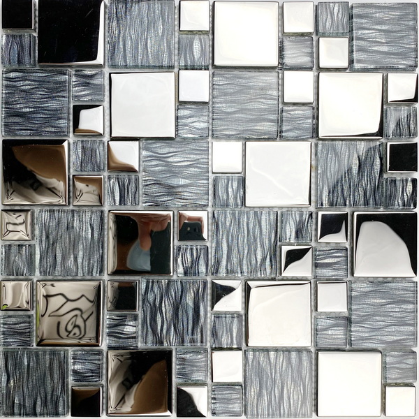 Crystal glass mosaic tile XGS MQ09, a combination of shimmer silk foil glass tile and electroplated decorative glass tiles. #wall tile, #bathroom tile, #kitchen tile, #backsplash tile, #accent wall tile. Impressively durable and easy to clean. This series of glass mosaic  tiles are made by Xmosaics Foshan factory, your reliable mosaic tile manufacturer, supplier and exporter.