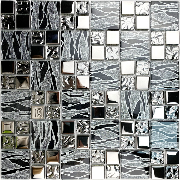 Crystal glass mosaic tile XGS MQ11, a combination of shimmer silk foil glass tile and electroplated decorative glass tiles. #wall tile, #bathroom tile, #kitchen tile, #backsplash tile, #accent wall tile. Impressively durable and easy to clean. This series of glass mosaic  tiles are made by Xmosaics Foshan factory, your reliable mosaic tile manufacturer, supplier and exporter.