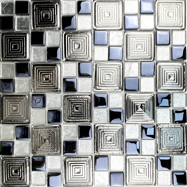 Crystal glass mosaic tile XGS MQ14, a combination of silver foil glass tile and electroplated decorative glass tile. #wall tile, #bathroom tile, #kitchen tile, #backsplash tile, #accent wall tile. Impressively durable and easy to clean. This series of glass mosaic  tiles are made by Xmosaics Foshan factory, your reliable mosaic tile manufacturer, supplier and exporter.