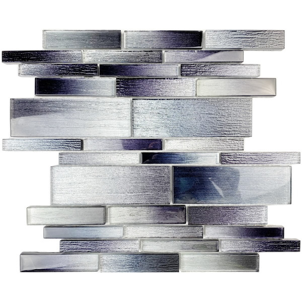 crystal glass mosaic tile, shimmer silk foil glass tiles, random strip mosaic tile. #wall tile, #bathroom tile, #kitchen tile, #backsplash tile, #accent wall tile. Impressively durable and easy to clean. This series of glass mosaic  tiles are made by Xmosaics Foshan factory, a reliable mosaic tile manufacturer, supplier and exporter.