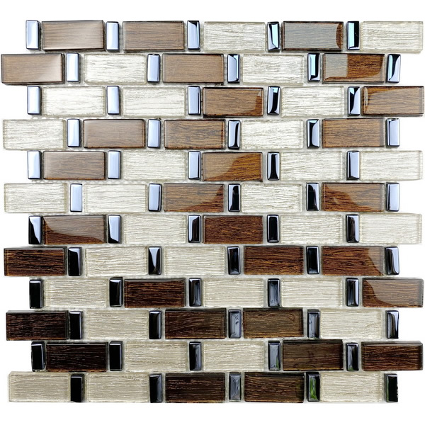 Crystal glass mosaic tile of silk textured shimmer foil glass mixing black electroplated glass, random strip mosaic tile. #wall tile, #bathroom tile, #kitchen tile, #backsplash tile, #accent wall tile Impressively durable and easy to clean. This series of crystal glass mosaic  tiles are made by Xmosaics Foshan factory, your reliable mosaic tile manufacturer, supplier and exporter.