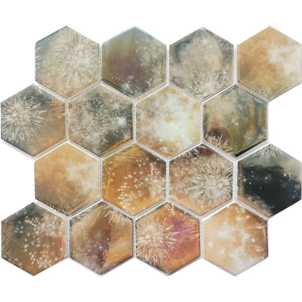 Recycled glass mosaic tile 3 inch hexagon tile XRG 3HX1091