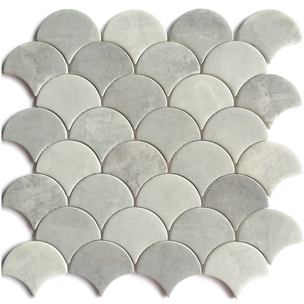 Recycled glass mosaic tile fan shape cement tile color frosted XRG F697