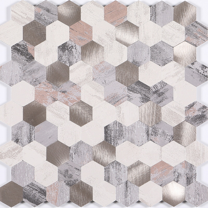peel and stick aluminum composite mosaic tile film covered hexagon tile XAM HX3401