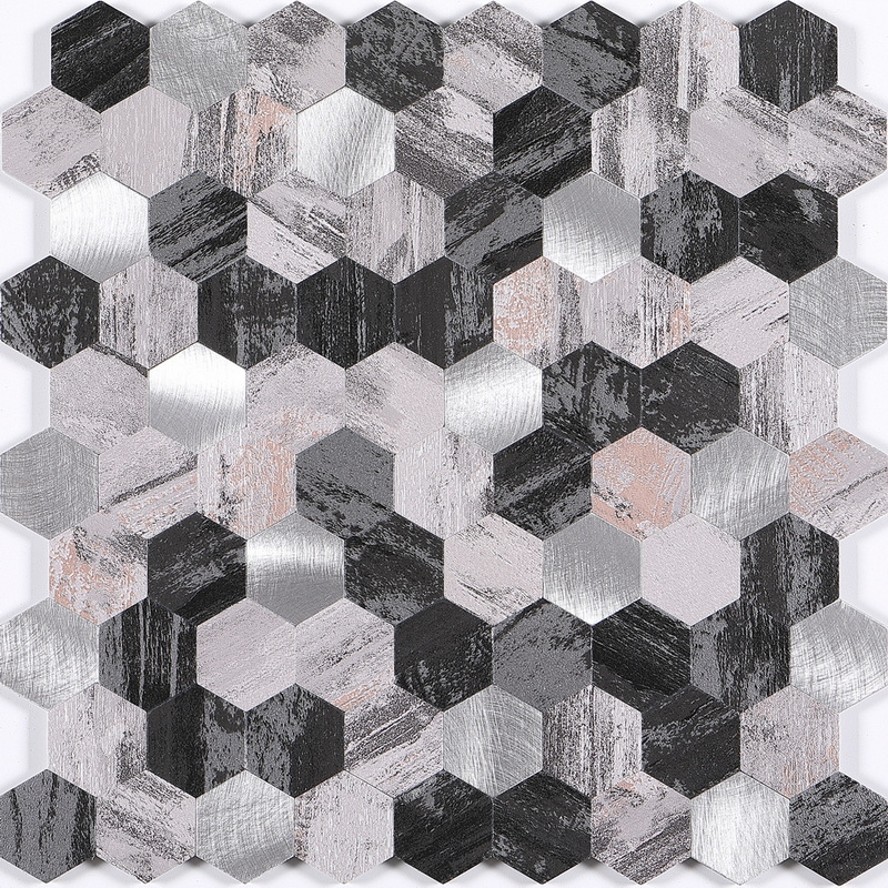 peel and stick aluminum composite mosaic tile film covered hexagon tile XAM HX3403