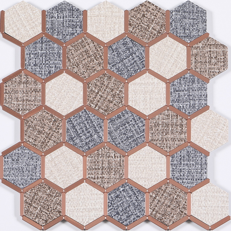 peel and stick aluminum composite mosaic tile film covered hexagon tile XAM MHX4203