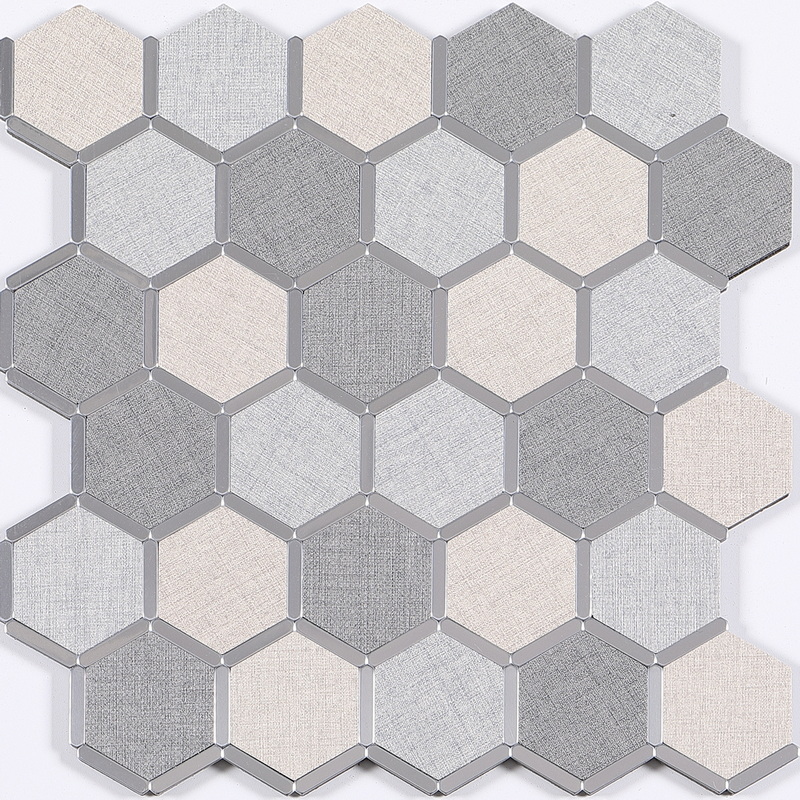 peel and stick aluminum composite tile, film covered aluminum tile + elongated hexagon aluminum tile. peel and stick mosaic tile is a simple, easy-to-install solution to update surface decors. these quality self-adhesive tiles are easy to handle, cut and maintain. do your project without glue and grout, and save your time, at a lower cost!