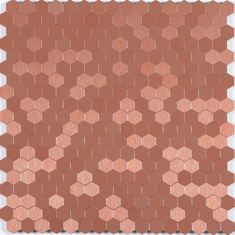 peel and stick aluminum composite mosaic tile small hexagon tile XAM SHX05 red copper