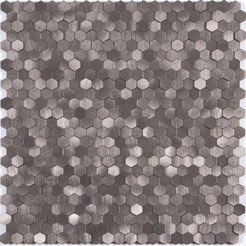 peel and stick aluminum composite mosaic tile small hexagon tile uneven mosaic XAM UHX02 light grey