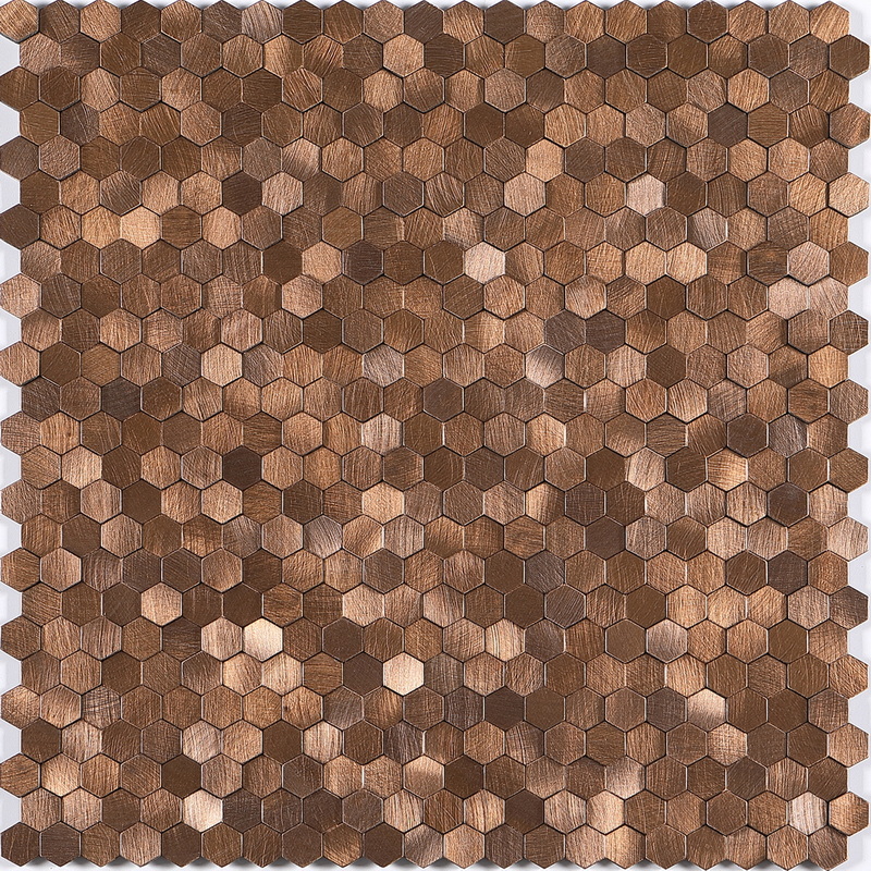 peel and stick aluminum composite mosaic tile small hexagon tile uneven mosaic XAM UHX04 tawny gold