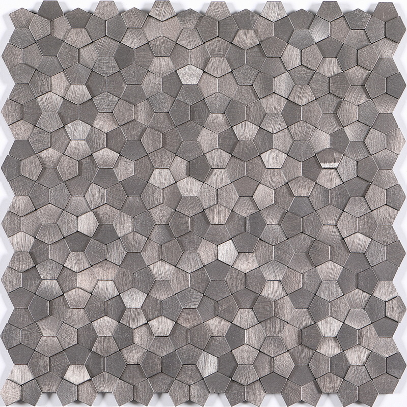 peel and stick aluminum composite mosaic tile irregular pentagon mosaic tile uneven mosaic XAM UPT02 light grey