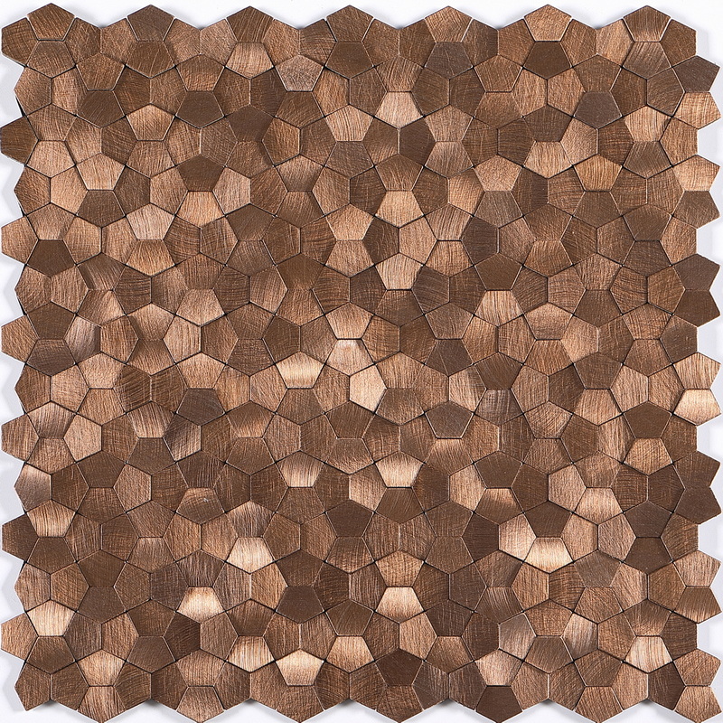 peel and stick aluminum composite mosaic tile irregular pentagon mosaic tile uneven mosaic XAM UPT07 tawny gold