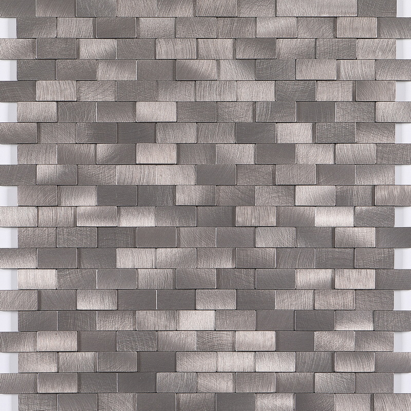 peel and stick aluminum composite tile, mini brick mosaic tile, uneven aluminum mosaic tile, light grey. peel and stick mosaic tile is a simple, easy-to-install solution to update surface decors. these quality self-adhesive tiles are easy to handle, cut and maintain. do your project without glue and grout, and save your time, at a lower cost!
