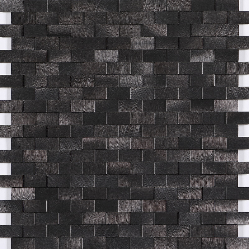 peel and stick aluminum composite tile, mini brick mosaic tile, uneven aluminum mosaic tile, black. peel and stick mosaic tile is a simple, easy-to-install solution to update surface decors. these quality self-adhesive tiles are easy to handle, cut and maintain. do your project without glue and grout, and save your time, at a lower cost!
