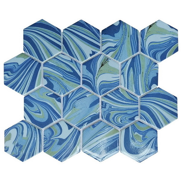 recycled glass mosaic tile 3 inch hexagon tile XRG 3HX360
