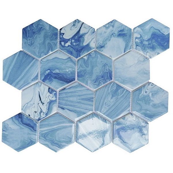 recycled glass mosaic tile 3 inch hexagon tile XRG 3HX363