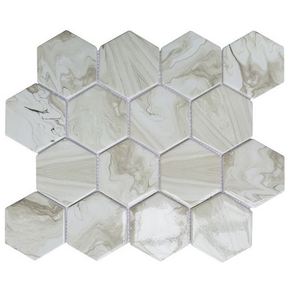 recycled glass mosaic tile 3 inch hexagon tile XRG 3HX364