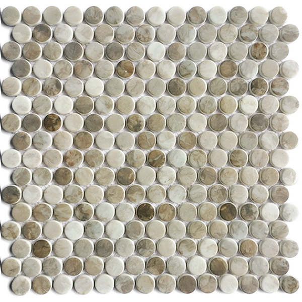 recycled glass mosaic tile dia. 20.5 mm penny round XRG 20P562