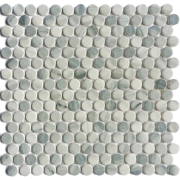 Recycled glass mosaic tile can be used for all your improvement needs from interior to exterior. Penny shaped tile is a timeless design for residential or commercial surface including: kitchen backsplash, bathroom wall and floor, Shower Floor or Wall, Pool & Spa. Our recycled glass tiles are customizable, including hundreds of different high temperature inkjet printings, a wide range of colors, glossy / glazed / frosted / antislip (grained) surfaces, sizes and patterens. Please contact us to find out more. This series of mosaic tiles are made by Xmosaics Foshan factory, your reliable supplier of mosaic tiles.