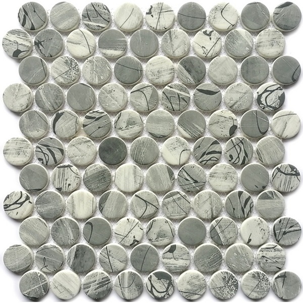 recycled glass mosaic tile dia. 31 mm penny round XRG 31P929