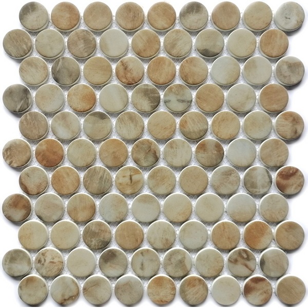 recycled glass mosaic tile dia. 31 mm penny round XRG 31P930