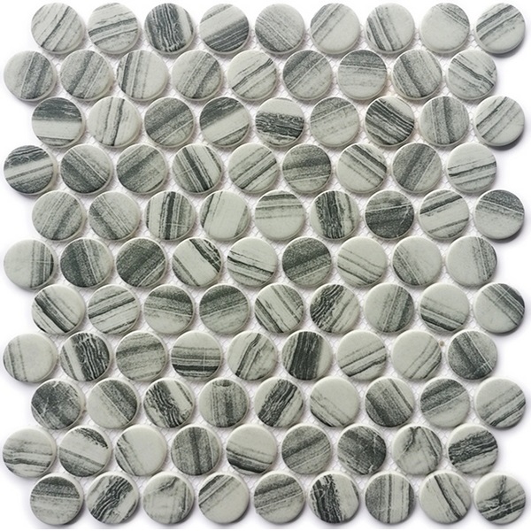 recycled glass mosaic tile dia. 31 mm penny round XRG 31P955