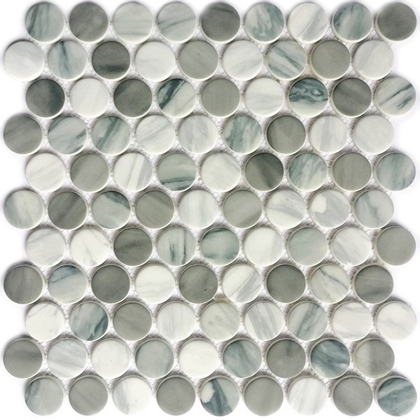 recycled glass mosaic tile dia. 31 mm penny round XRG 31P956