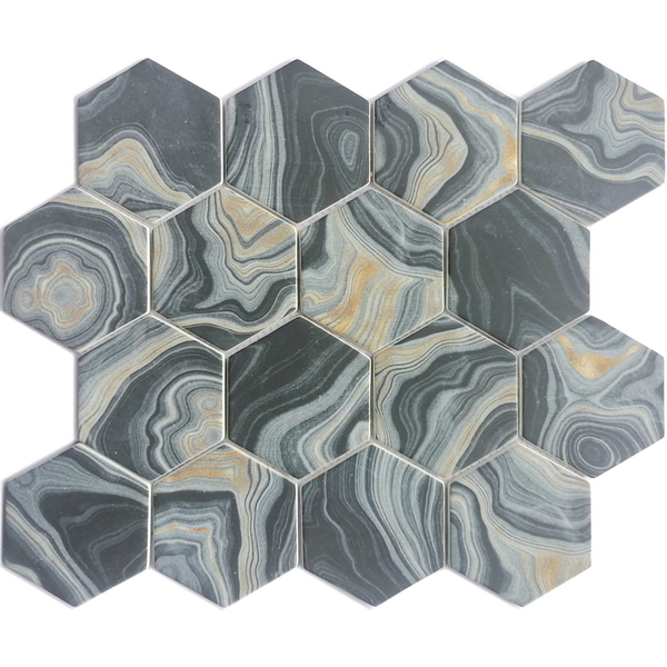 recycled glass mosaic tile 3 inch hexagon tile XRG 3HX999
