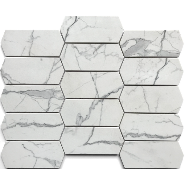 Recycled glass mosaic tile elongated hexagon antislip surface XRG LHX665