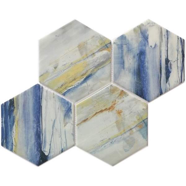 recycled glass mosaic tile 6 inch hexagon tile XRG 6HX853