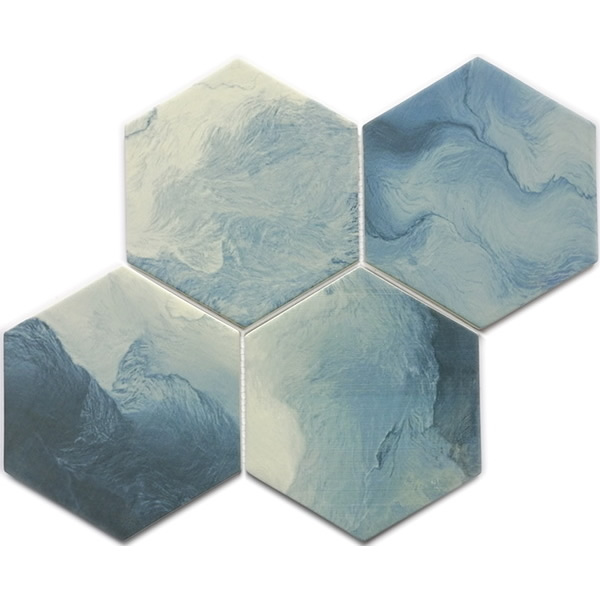 our 6 inch large size hexagon recycled glass mosaic tile can be used for all your improvement needs from interior to exterior. Our recycled glass tiles are customizable, including hundreds of different high temperature inkjet printings, a wide range of colors, glossy / glazed / frosted / antislip (grained) surfaces, sizes and patterens. Please contact us to find out more. This series of mosaic tiles are made by Xmosaics Foshan factory, your reliable supplier of mosaic tiles.