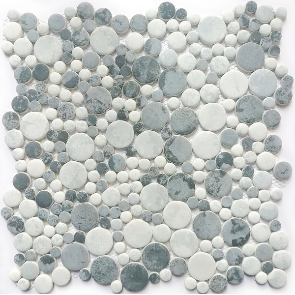 recycled glass mosaic tile multi-size penny round XRG MP722