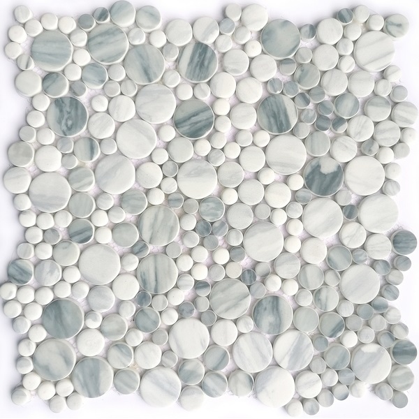 recycled glass mosaic tile multi-size penny round XRG MP723