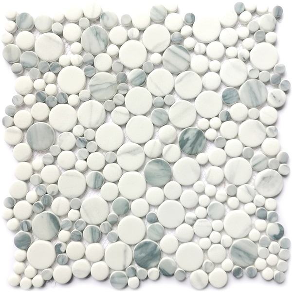 recycled glass mosaic tile multi-size penny round XRG MP954